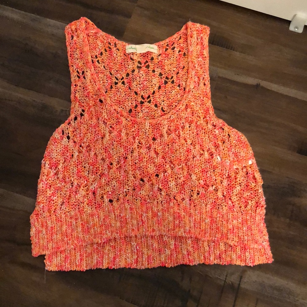 Neon knot crop tank